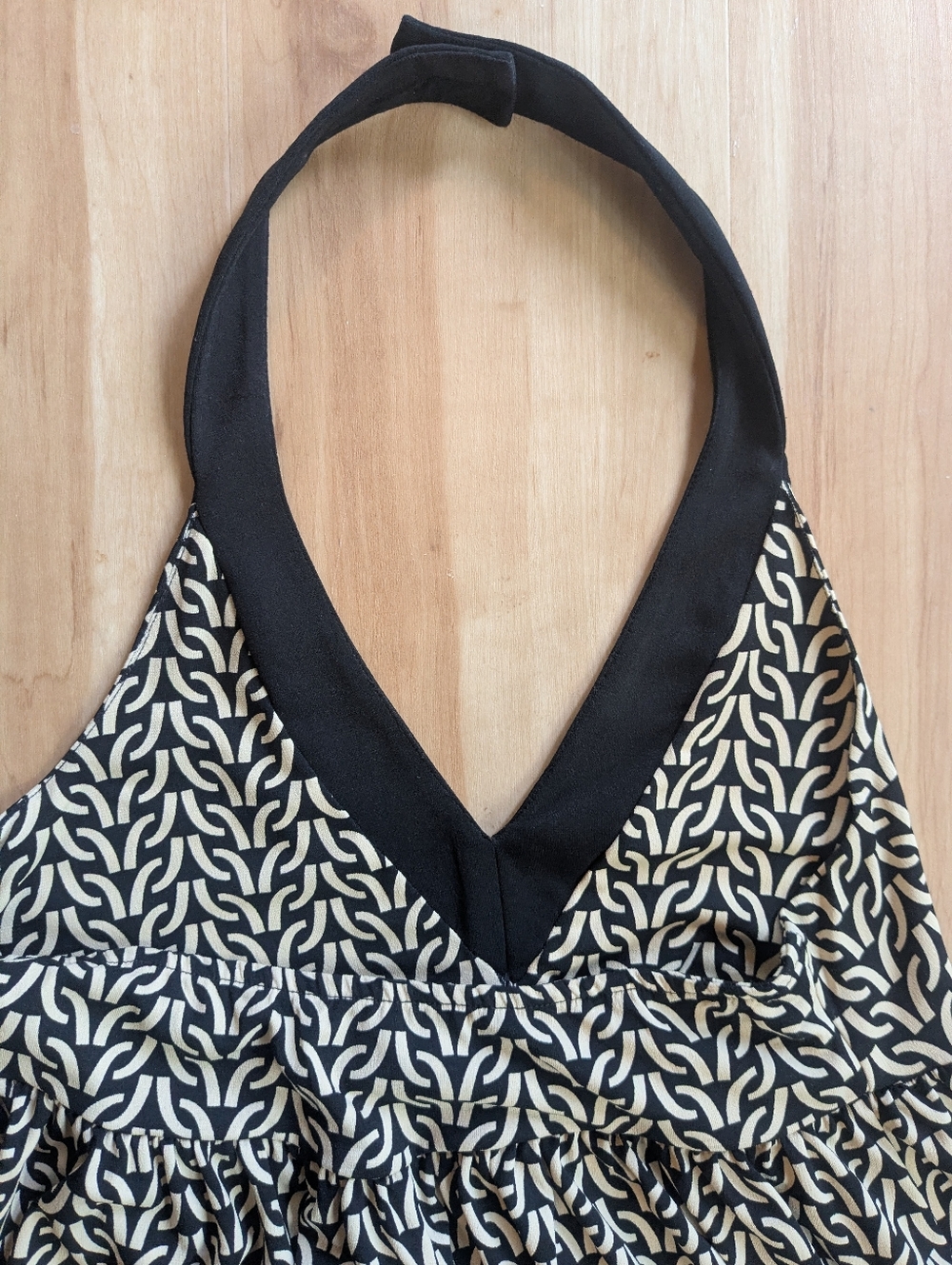 London Times, Black & Cream Halter Party, Print Dress